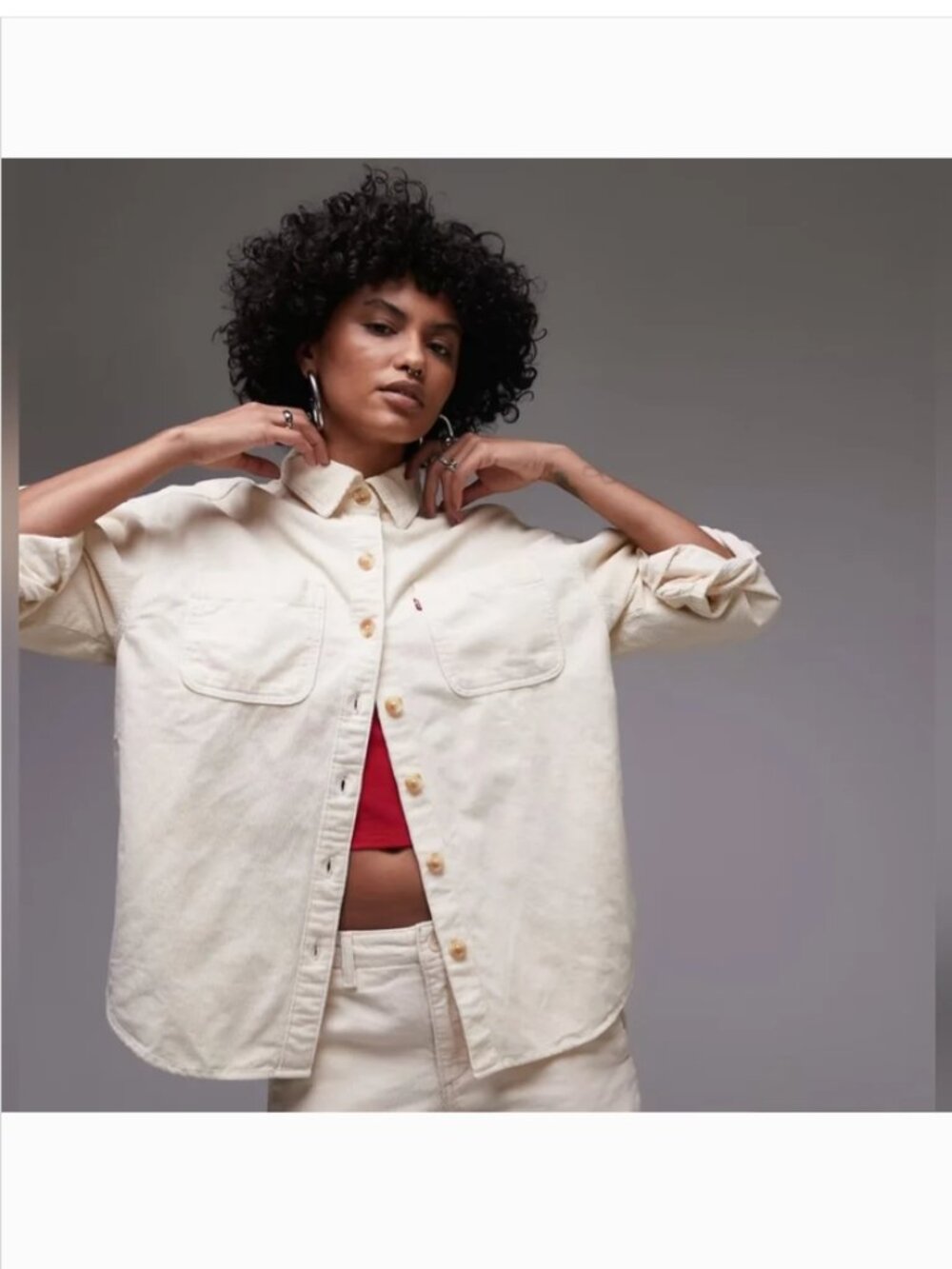 Levi's® Women's Long Sleeve Orion Corduroy Button-Down Shirt - White Swan S